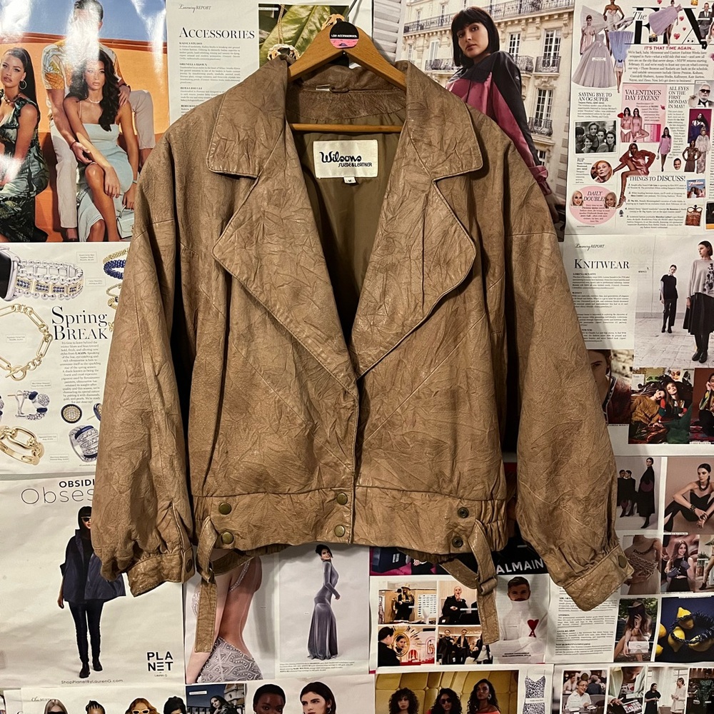 Wilsons Leather Tan Brown Faux-Leather Jacket